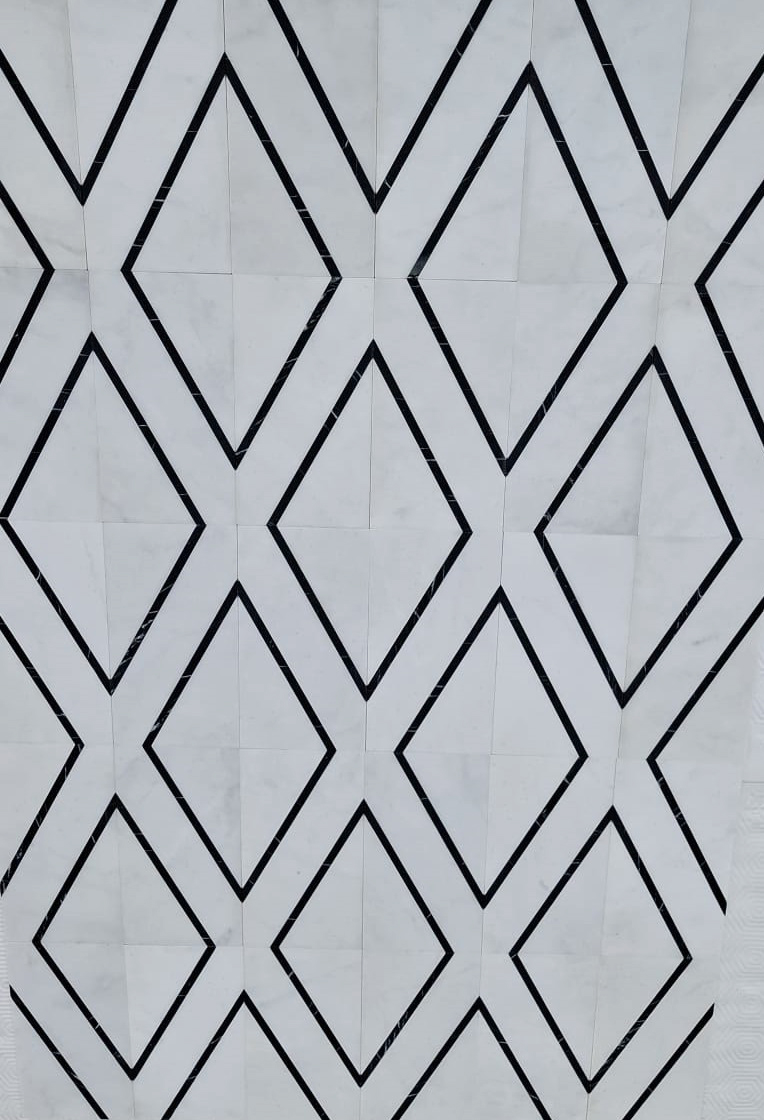 ROYAL DIAMOND - MATCHED TILES IN PURE WHITE , 36”x18”x3/8” SET