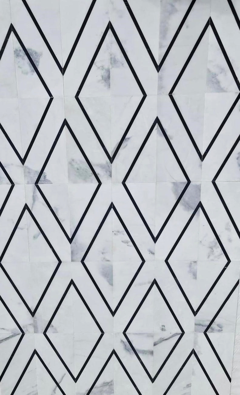 ROYAL DIAMOND - MATCHED TILES IN WHITE , 36”x18”x3/8” SET
